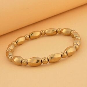 New, not Worn, Golden Plated Hematite Beaded Stretch Bracelet